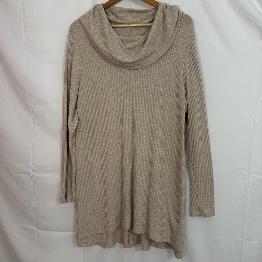 Lane Bryant Oatmeal Cream Cowl Neck Waffle Knit Sweater in Size 22/24